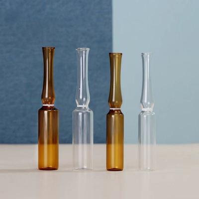 China 1 ml 2 ml 5 ml Breaking Ring Transparent Amber Glass Ampoule USP I Farmaceutische Verpakking Glas ampul met ISO-norm Te koop