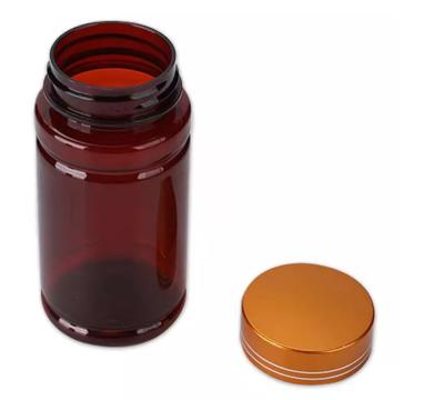 China Amber Pharmacy Bottles 150ml 200ml Plastic Pill Bottles Child Resistant for sale