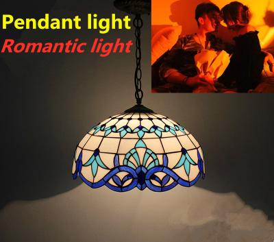 China 12'' European Style Turkish Light Bed Room Dinning Room Stained Glass Chandelier LED Glass Pendant Lamp Te koop