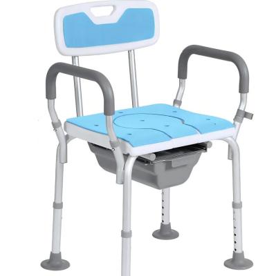 China Bathroom 4-in-1 Commode Chair Shower Chair With Armrest Large Suction Cup Feet for sale