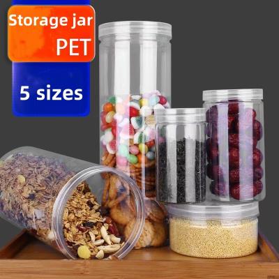 China Food-Grade PET Transparent Sealed Jar with Lid Sealing Gasket , Moisture-Proof Biscuit Storage Plastic Jar for sale