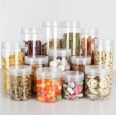 China PET Plastic Honey Food Cream Cans Jars Household Clear Candy Biscuit Food Sealed Jars For Food Packaging en venta