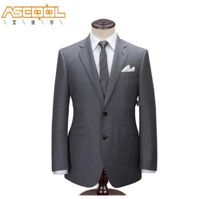 China Custom Made Anti-Shrink Slim Fit Men's Gray Semi Formal Suit 100% Wool Anti-Shrink for sale