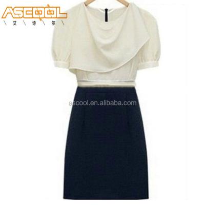 China New Fashion Ladies Anti-Static Short Sleeve Graduation Dress Fake 2 Pieces for sale