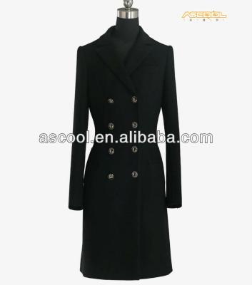 China New Style Good Quality Women's Anti-Shrink Wool Double Breasted 100% Wool Coat for sale