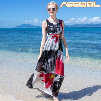 China Long Beach Style Anti-Static Sleeveless Bohemian Dress 100% Silk Bohemian Dress for sale