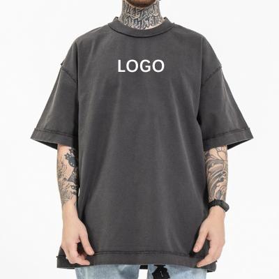 China Latest Design Good Quality Embroidery High Street Custom Hip Hop QUICK DRY Washed Heavy Cotton Oversized Loose Fit T-Shirt Men for sale