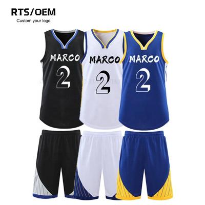 China Newest Breathable Wholesale White Team Design Training Uniform Basketball Tank Tops Shorts Set For Men for sale