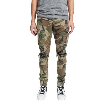 China 2021 New Mens Camouflage Jeans Breathable Classic Distressed Machining Pants for sale