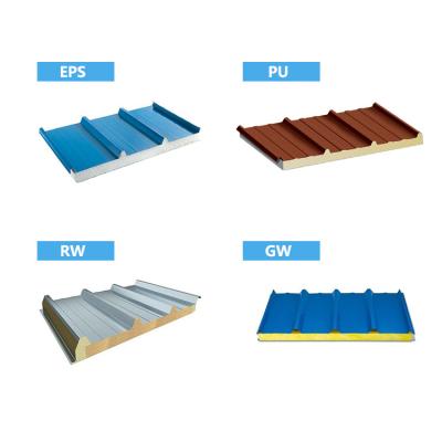 China Heat Insulation Color Metal Sandiwich Panel Prices XPS EPS Fireproof PU Rock Wool Glass Wool Wall Roof Steel Board Insulated Sandwich Panel for sale