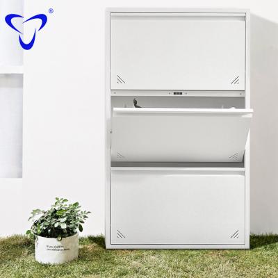 China (Others)New Home Furniture Adjustable 3 Layers Modern Home Furniture Metal Steel Shoes Rack Modern Shoe Rack Cabinet for sale