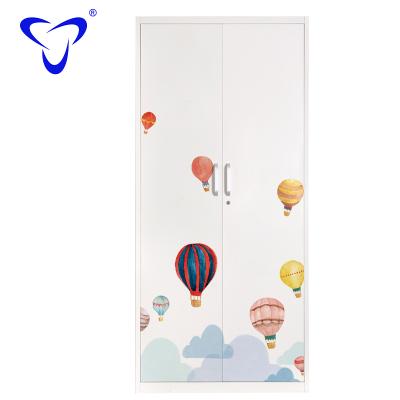 China Almirah Bedroom Wall Wardrobe Modern Simple Steel Flower Designs Steel Frame Wardrobe for sale