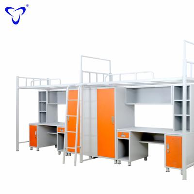 China Modern Bunk Bed With Office School Furniture Dorm Double Bunk Bed With Study Table for sale