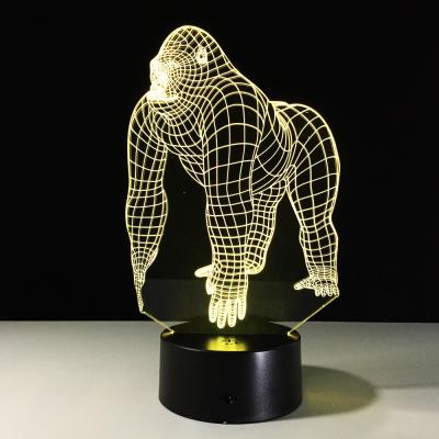 China Other Wholesale 7 Light Colors Monkey Shape Creative 3D LED Illusion Night Light Acrylic Lamp For Kids for sale