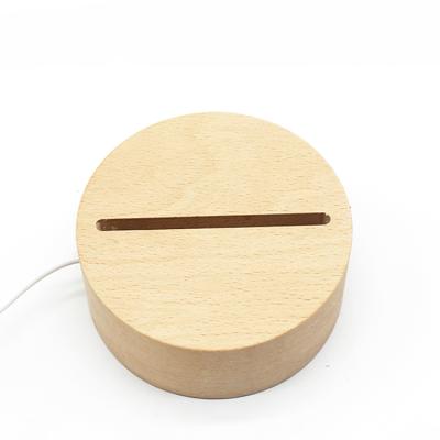 China Birthday Gift Decoration Display Circle Around Warm White USB Powered Lampara 3d Acrylic Led Lamp Wood Base for sale