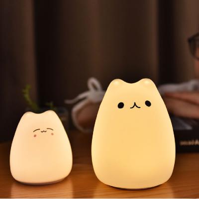 China Modern Hot Sale Cat Silicone Night Lamp 7 Colors Changeable Table Lamp for Baby Room Home Decoration for sale