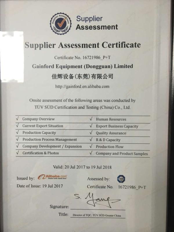 TUV - Gainford Equipment (Dongguan) Limited