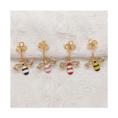 China Fake Piercing Jewelry Ring Ear Clip Cuff Body Nose Ring Punk Gold Color Nose Clip Copper Wiring 1Pcs Faux Stone Neo-Gothic Bee Flower for sale