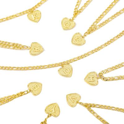 China FASHIONABLE Female Gold Plated Initial Letter Pendants Anklets Full 26 Heart Shaped Alphabet Love Anklet Bracelet Link Chain Anklets for sale