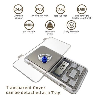 China Electronic Weight Pocket Jewelry Scale Mini Weighing Scales Measuring Grams With Blue Back LCD Display 200g 0.01g Light for sale