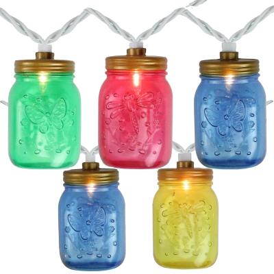 China UL Daily 10-Count Mini Mason Jar Bottle Light Set Multicolor for Spring and Summer Decor for sale