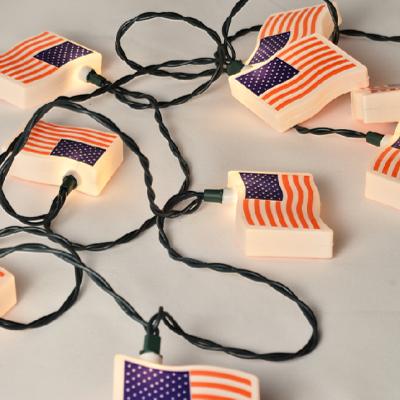 China UL USA Standard Patriotic Decorative Light USA National Day Flag String Lights for Fourth of July Independence Day for sale