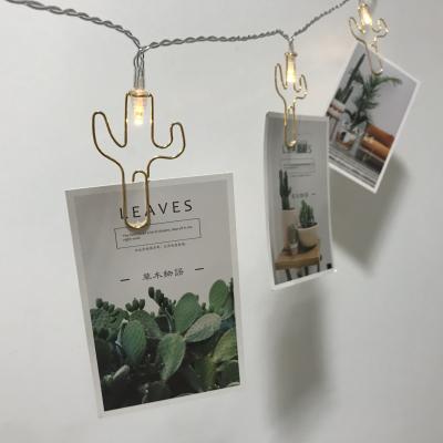 China Daily Birthday Party 10 Accounts Metal Cactus Photo Clip Light String for sale