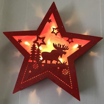 China Christmas Led Christmas Indoor Wooden Decoration Table Top LED Home Star Shaped Light for sale