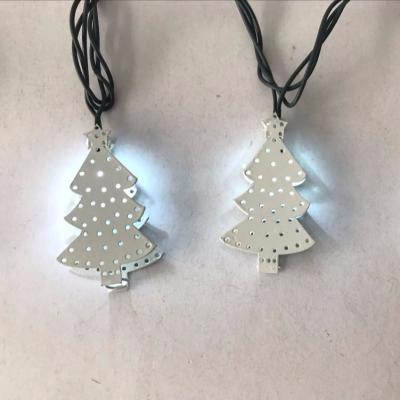 China Outdoor Indoor Outdoor Waterproof 10 LED Tree Shaped Light Christmas White Metal Tree Frame String Light Decorative Home Lit Up Xmas Tree for sale