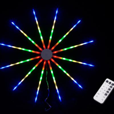 China Christmas Decoration USB Battery 96LT LED Sunbeam Shaped Firework Lights With 8 Function Remote for sale