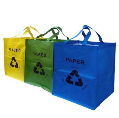 China Wholesale Reusable Heavy Duty Multi Colored Plastic Paper 3pcs Glass Waste Recycle Bin Storage Sorter Bags Bag Set for sale