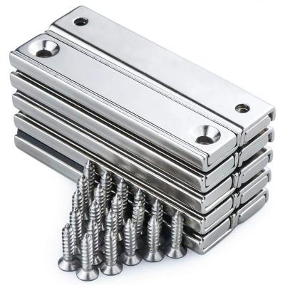 China Industrial Magnet Hot sale Neodymium Rectangular Pot Magnets-66 lbs Pulling Force  with Countersunk Hole and Matching Screws for sale