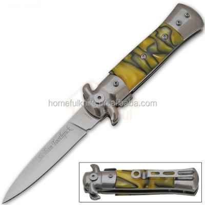 China Camping Knife 7.5 Inch Resin Handle Stainless Steel Folding Pocket Knife for sale