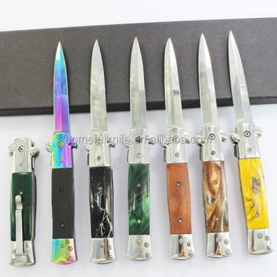 China 7.5 Inch Resin Handle Stainless Steel Outdoor Folding Professional Pocket Knife Camping Knife for sale