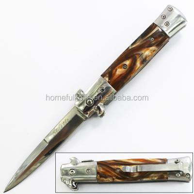 China Camping Knife 7.5 Inch Resin Handle Stainless Steel Gife Outdoor Folding Pocket Knife for sale