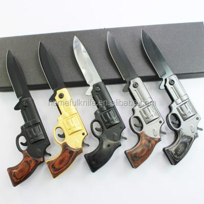 China 8 Inch Quality Stainless Steel Pocket Gun Height Wholesale Folding Knife Camping Knife for sale