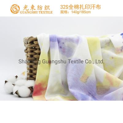 China 32s 100%Cotton Tie Printed Single Jersey Fabric for sale