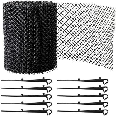 China Easily assembled 6 INCH x 20 ft plastic gutter guards mesh to protect against leaves or debris clogging gutter with 15 fixed hooks for sale