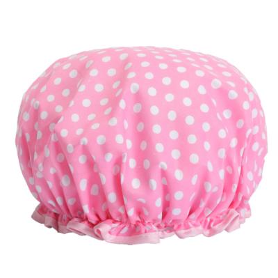 China Double Layers Reusable Reversible Hood Stocked Waterproof Shower Hat For Women Bath for sale