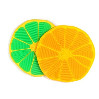 China For commercial & Home Use Silicone Wash Makeup Brush Cheap Orange Fruit Shaped Cleaning Pad for sale