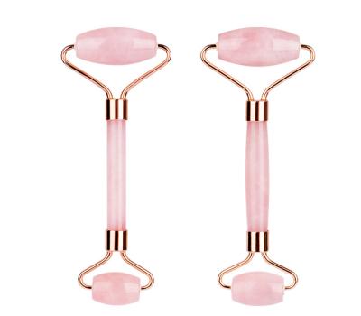 China Face Lift Pink Natural Stone Facial SPA Channels Scraping Massage Jade Roller For Body for sale