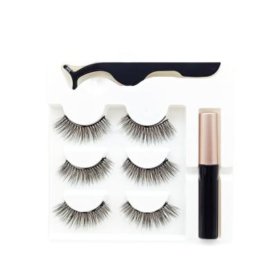 China Private Label Thick Magnetic Glueless Eyeliner Double 3D Liquid Lashes Kit With Tweezers for sale