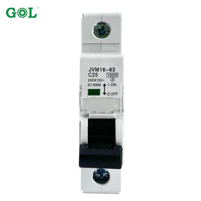 China GOL 1P AC breaking capacity 10KV switch mcb electric circuit breaker JVM16-63-1P for sale