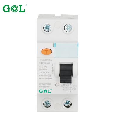 China GOL Rccb Leakage Switch Rccb Mcb Residual Current 2P 40 Amp 2P 4P 50/60hz GA20L-2 for sale