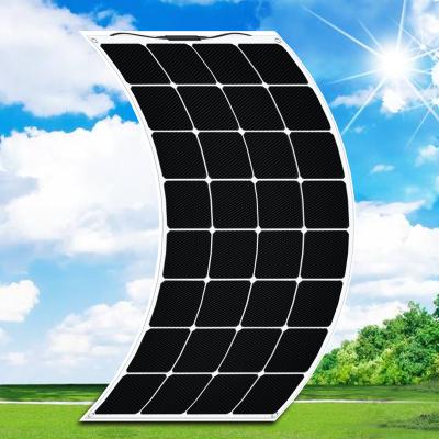 China Car 12V 24V 18W 60W 125W 150W Sunpower Marine Semi Flexible PV Solar Panel Flexible Black 2*18 for sale