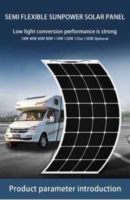 China Most Popular Solar Panels 12v 24 60w 80w 100w Semi Flexible Solar Panel Used in 2*18 Car Roof for sale