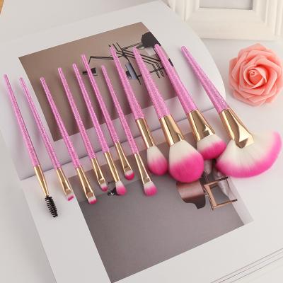 China Angular Blush 2019 New Design 11 Pcs Makeup Brush Set Pink Gradient Makeup Brush Set for sale