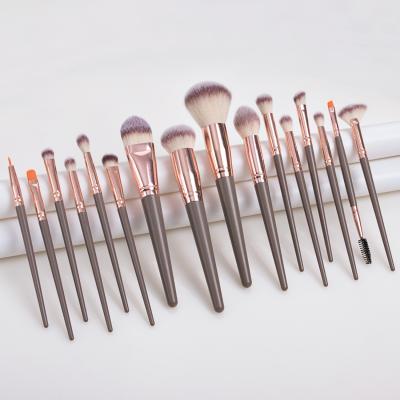 China Angular Makeup Brushes Blush Brown Head Tool Kit Plastic Handle 16 Pcs New Style Custom Hair Brush Large for sale