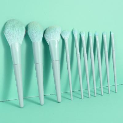 China Angular Blush Latest Technology Finely Processed Sold Green Makeup Brush10pcs/set for sale