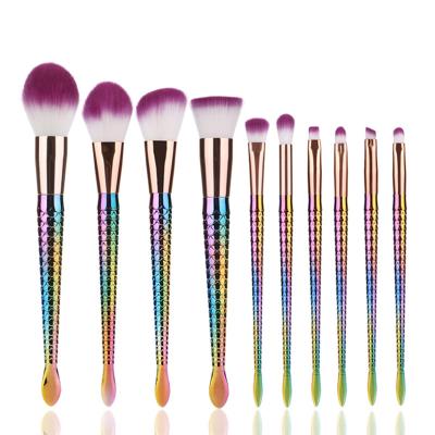 China Angular Blush New Professional Makeup Brush Mermaid Fishtail Makeup Brush 10pcs Makeup Brushes FY051 for sale